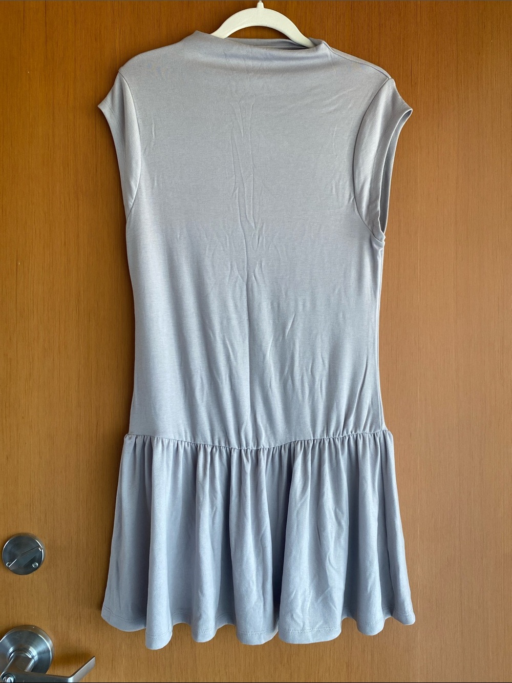 FP Beach Cap Sleeve Light Gray Mini Drop-Waist Dress